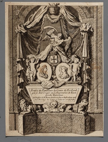 Ornamentprent. Second Liure de Tombeaux et d'Epitaphes. Tombeaux du Comte de Portland.